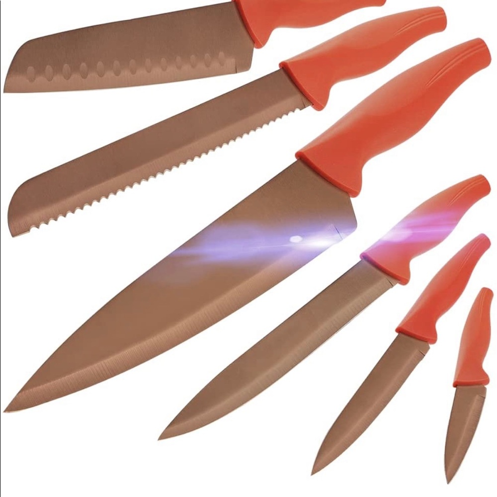 Orange Professional Kitchen Knife Chef Set, Kitchen Knife Set Stainless Steel,